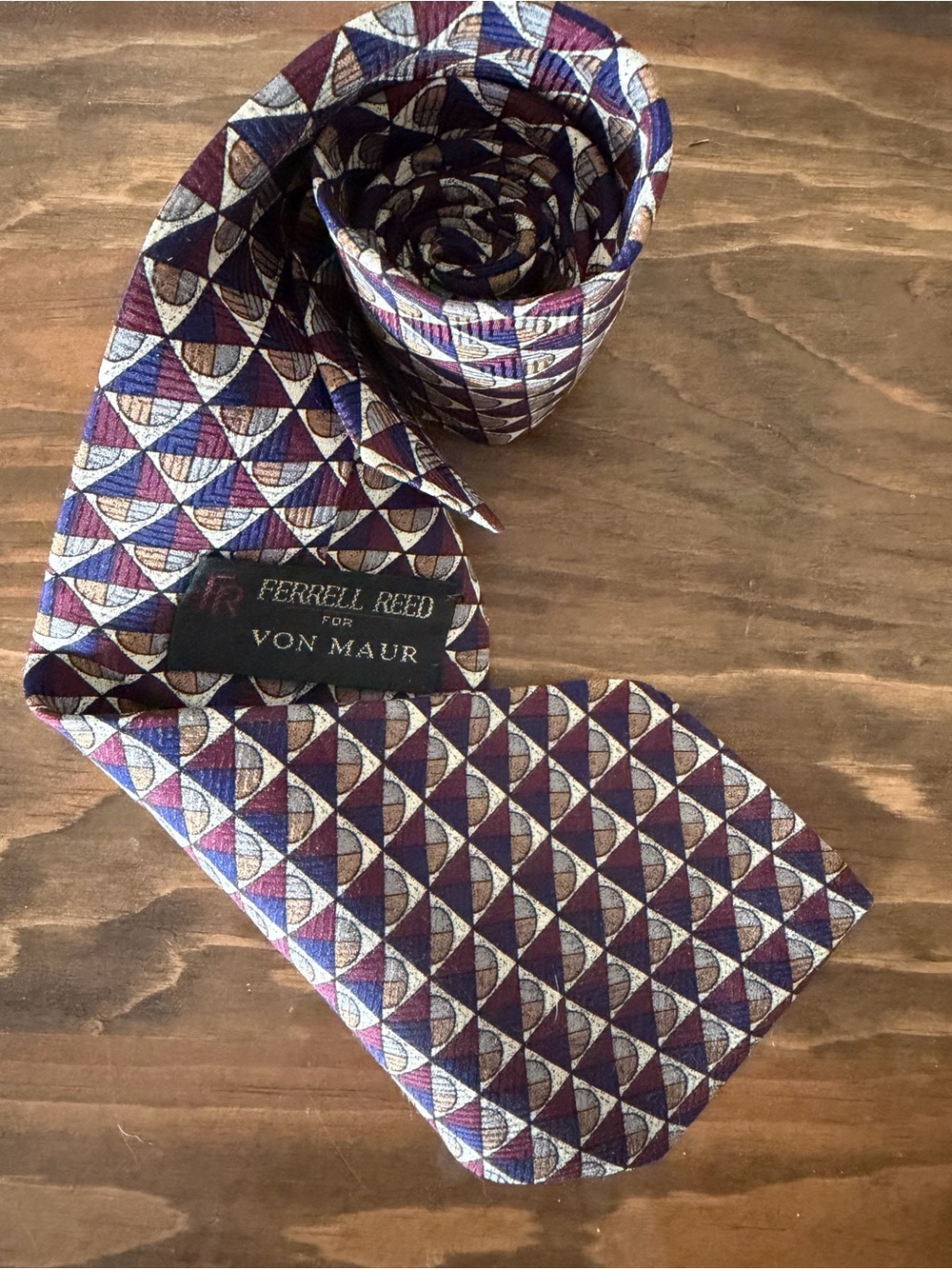 Ferrell Reed for Von Maur Geometric Purple Silk Tie